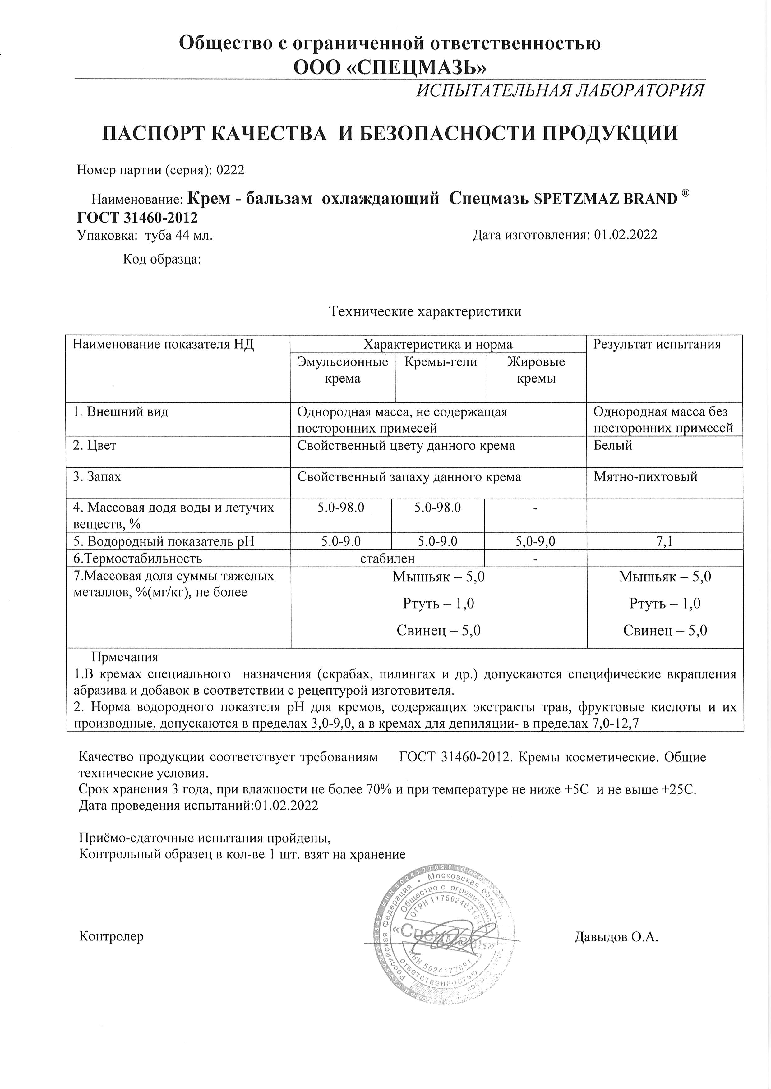 Паспорт №022022